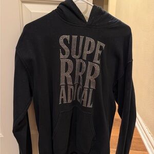 Black Rhinestone Superradical Hoodie